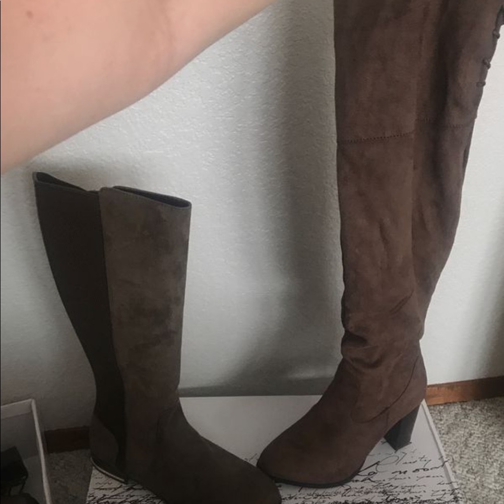 Kensie riding boots and Qupid thigh high boots